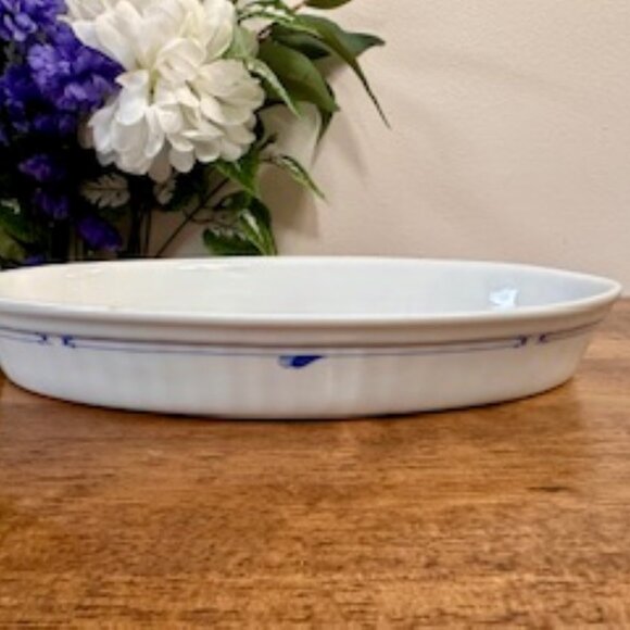 Spode Quasar Oval Casserole Dish Blue White Vintage Fine Oven China England Bake - Picture 2 of 5